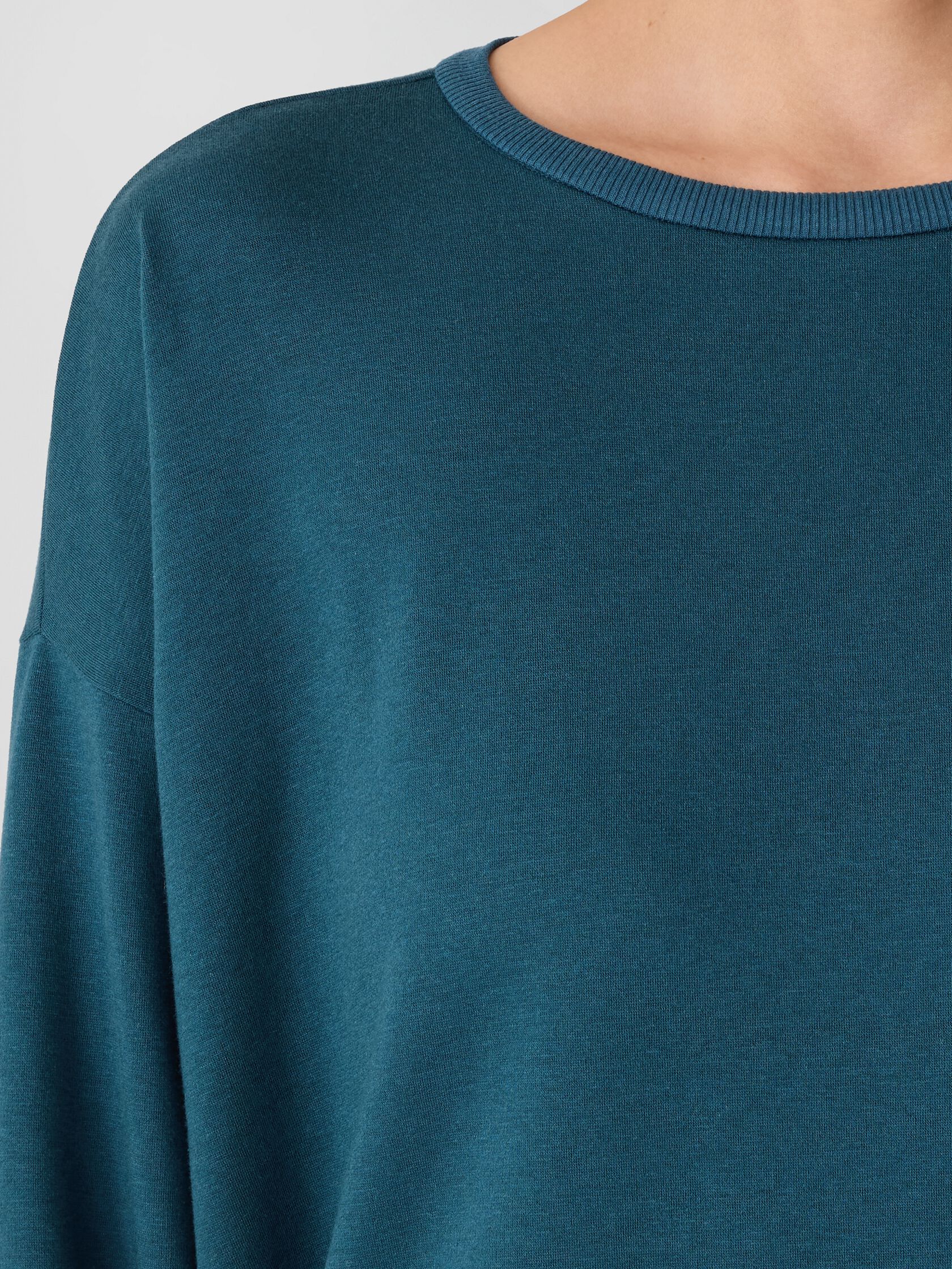 Cozy Brushed Terry Hug Round Neck Box-Top