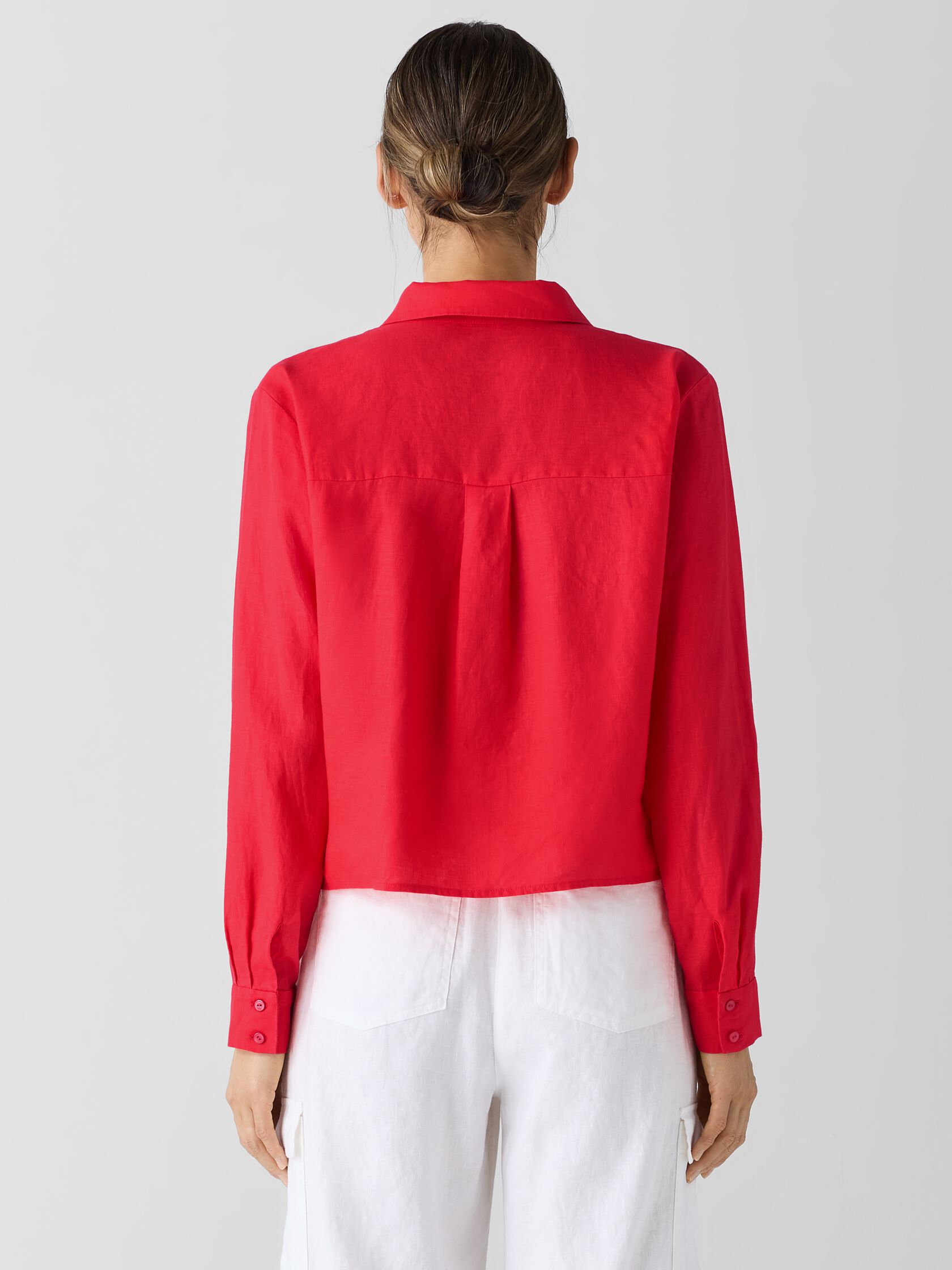 Organic Handkerchief Linen Classic Collar Short Shirt