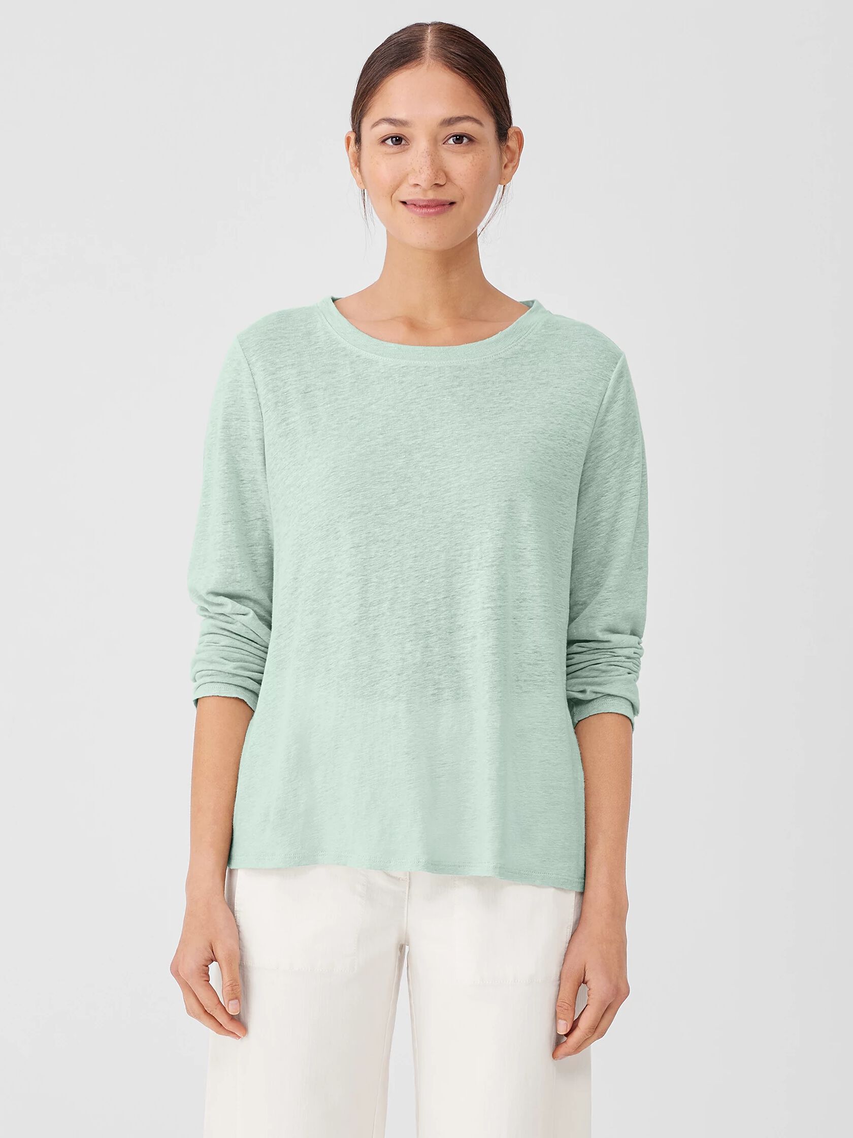 Organic Linen Jersey Crew Neck Top