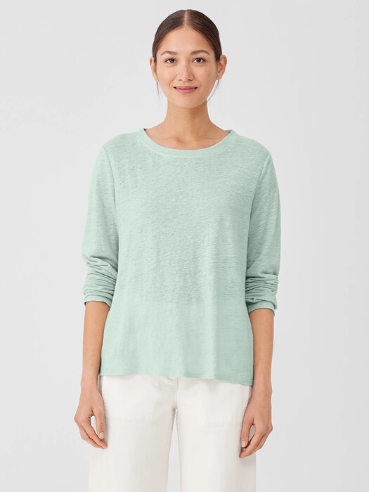 Organic Linen Jersey Crew Neck Top