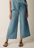 Puckered Organic Linen Grid Wide-Leg Pant