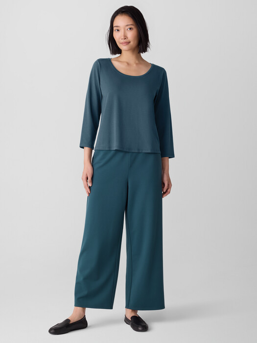 Stretch Jersey Knit Scoop Neck Top