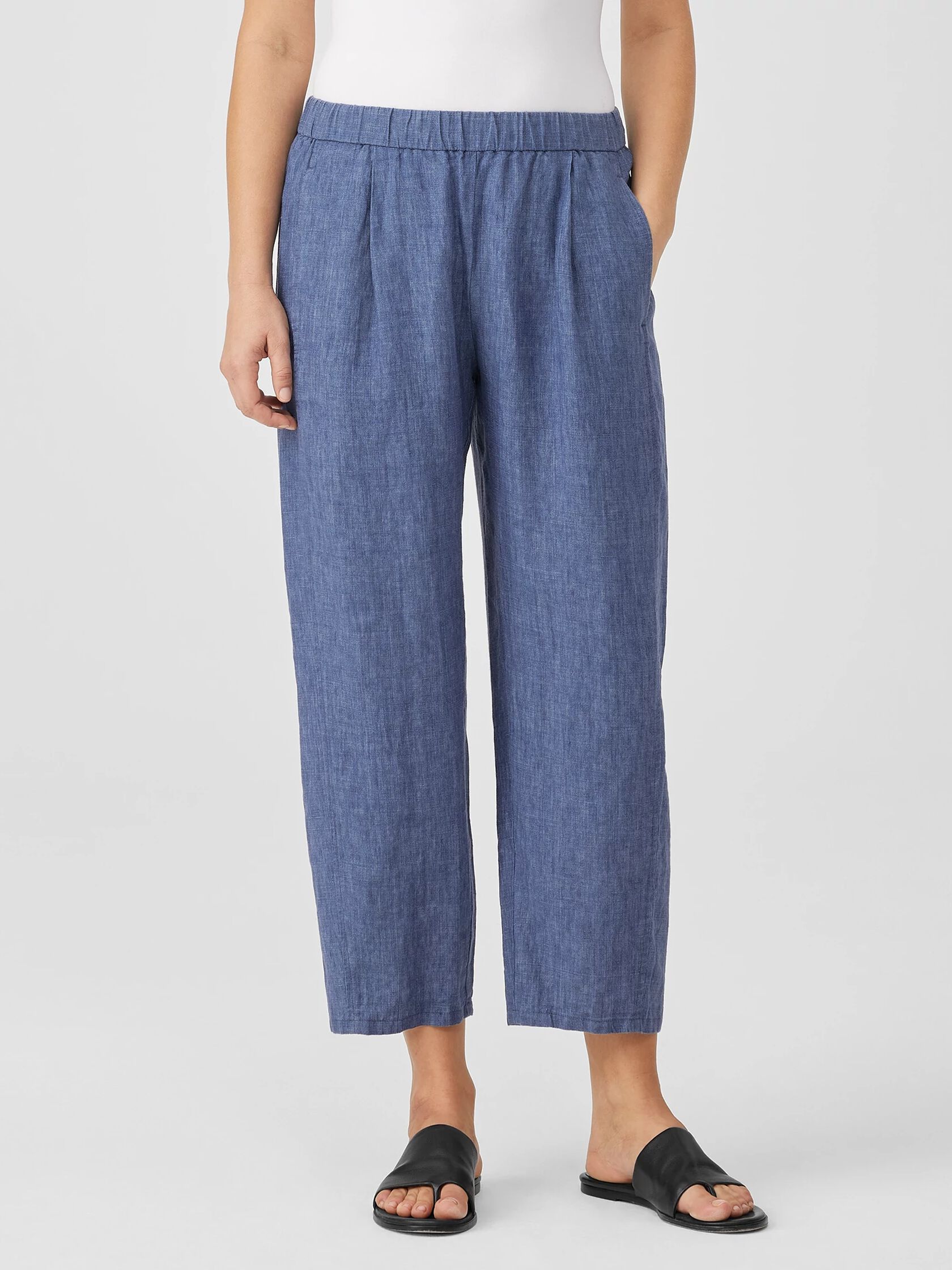 Washed Organic Linen Delave Lantern Pant