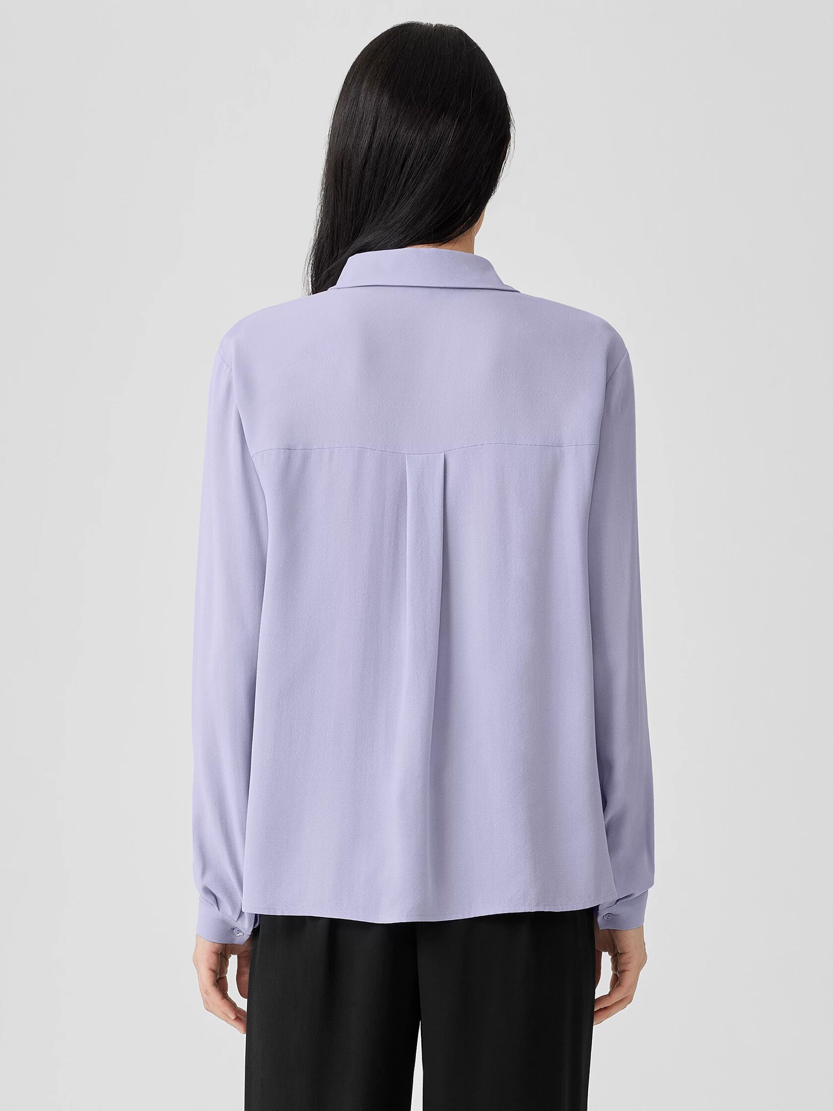 Silk Georgette Crepe Classic Collar Shirt