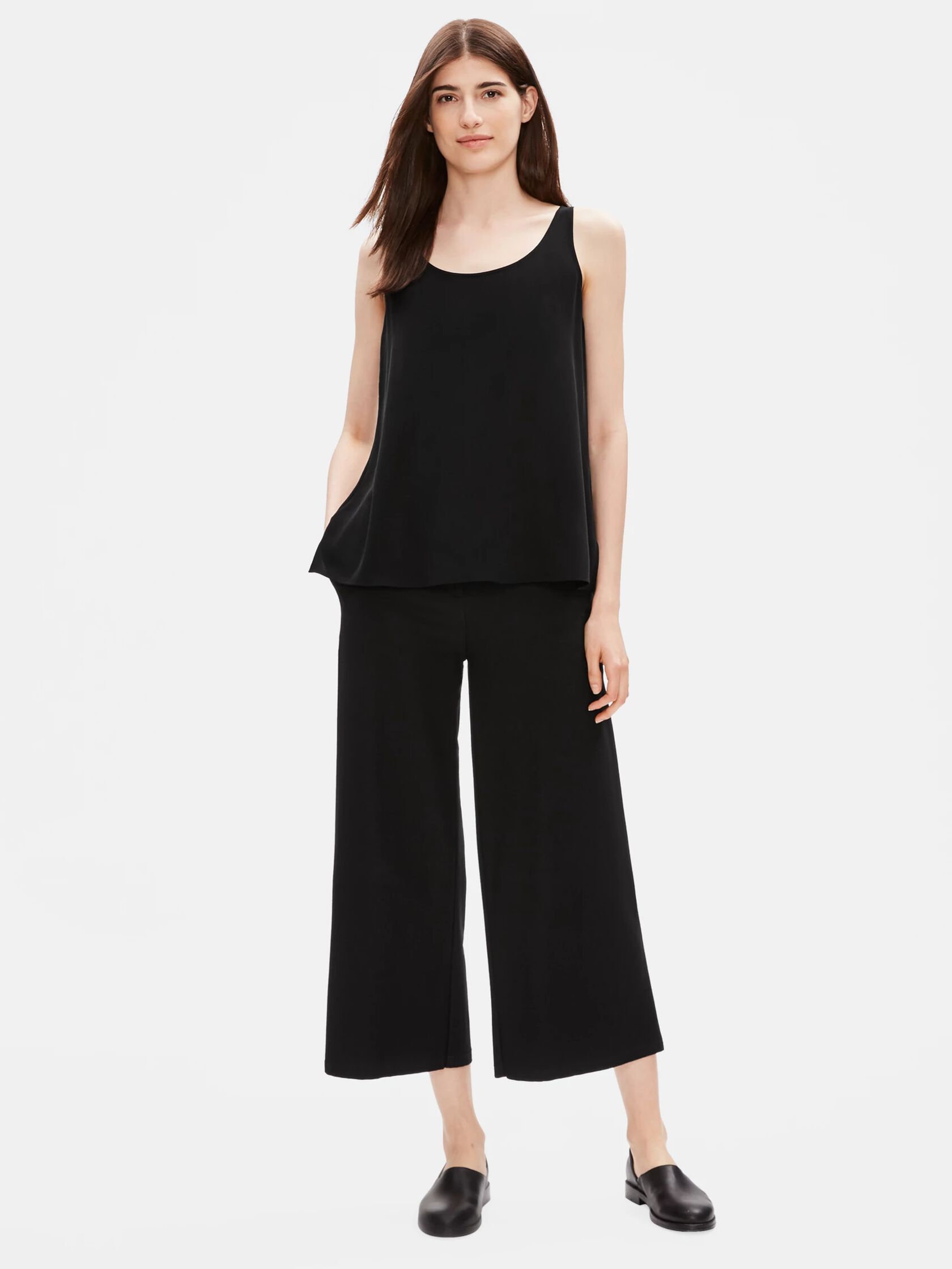 Silk Georgette Crepe Scoop Neck Tank