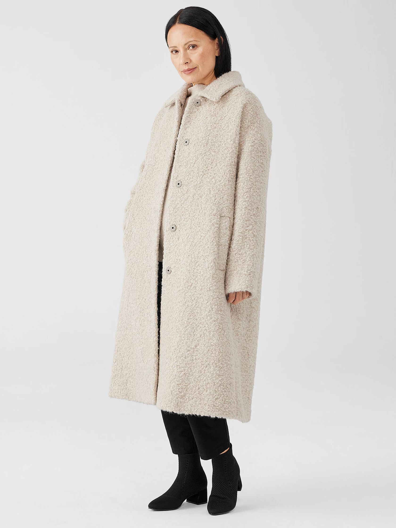 Boucle Classic Collar Coat | FISHER