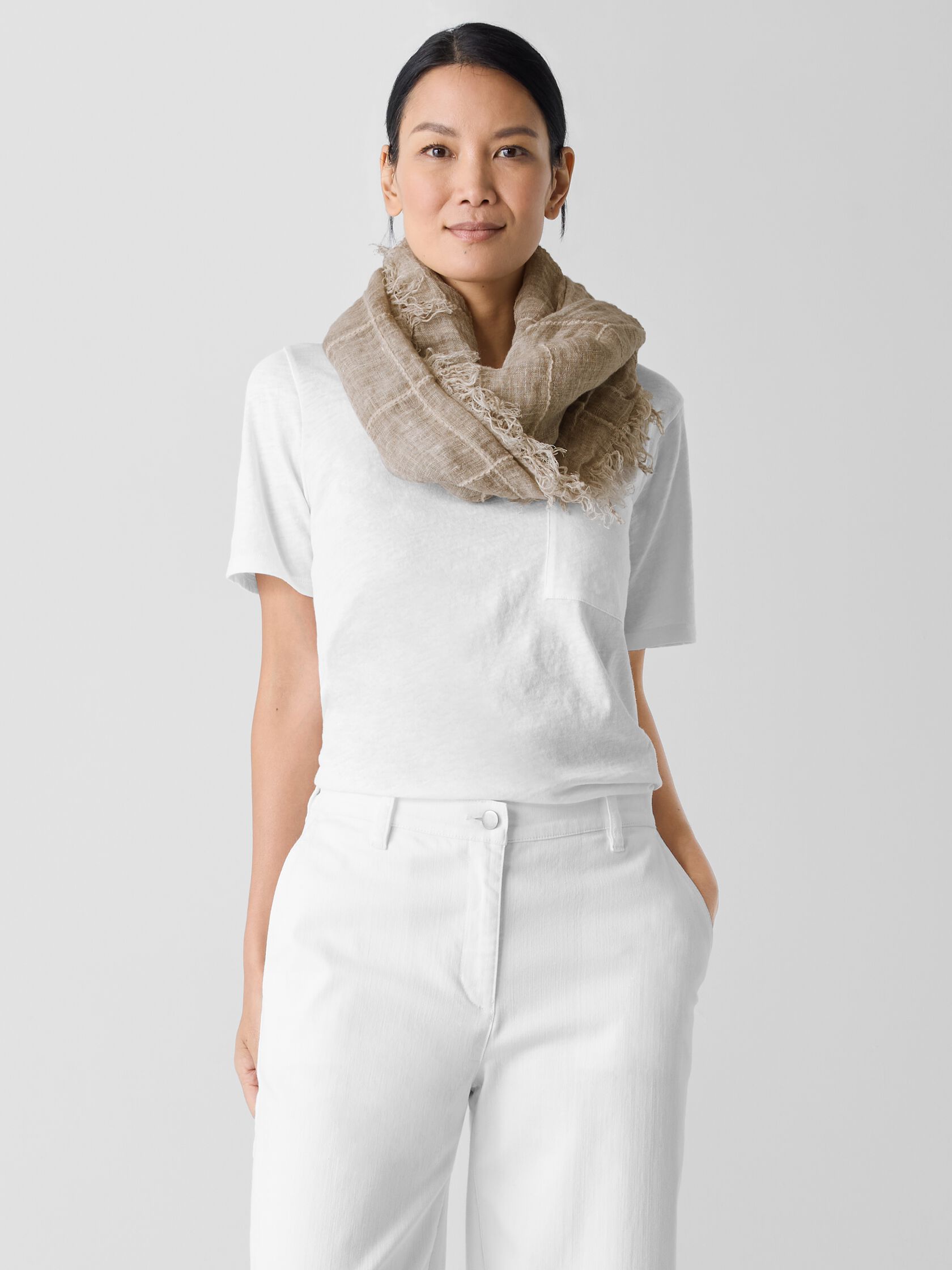 Organic Linen Cotton Squares Scarf