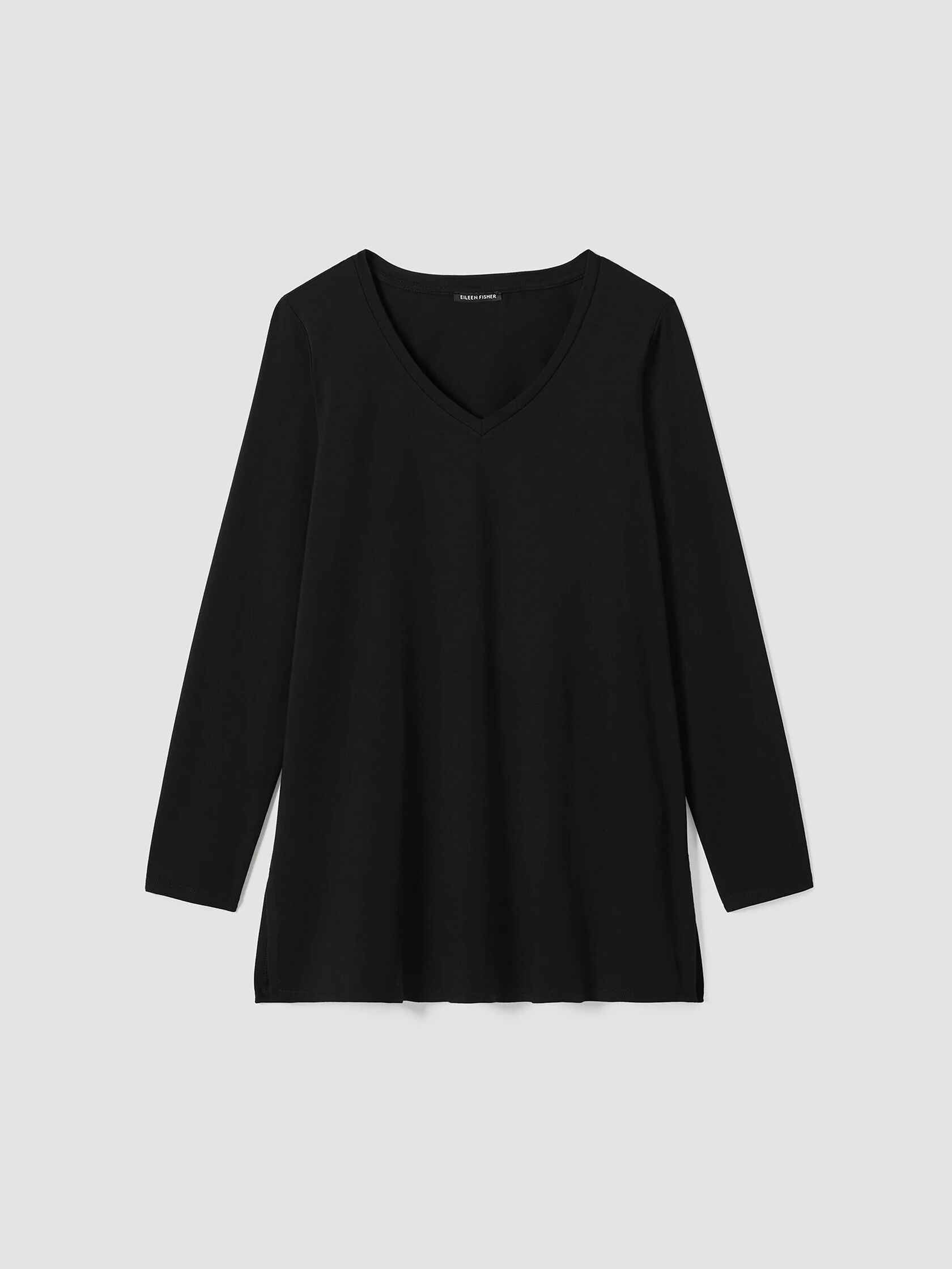 Stretch Jersey Knit V-Neck Long Top