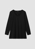 Stretch Jersey Knit V-Neck Long Top