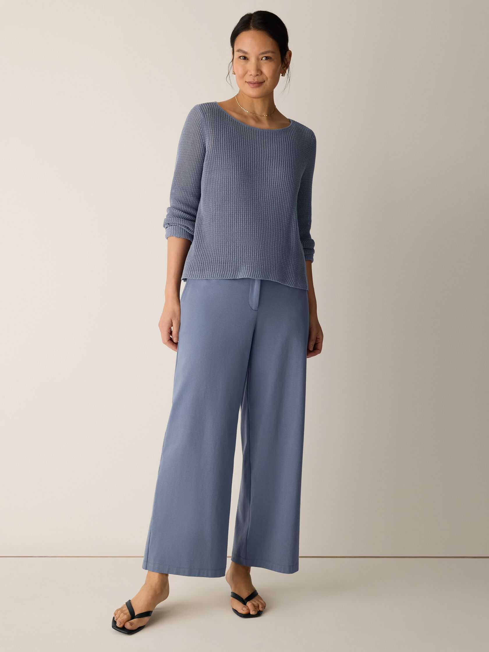 Cotton Silk Cord Ballet Neck Top