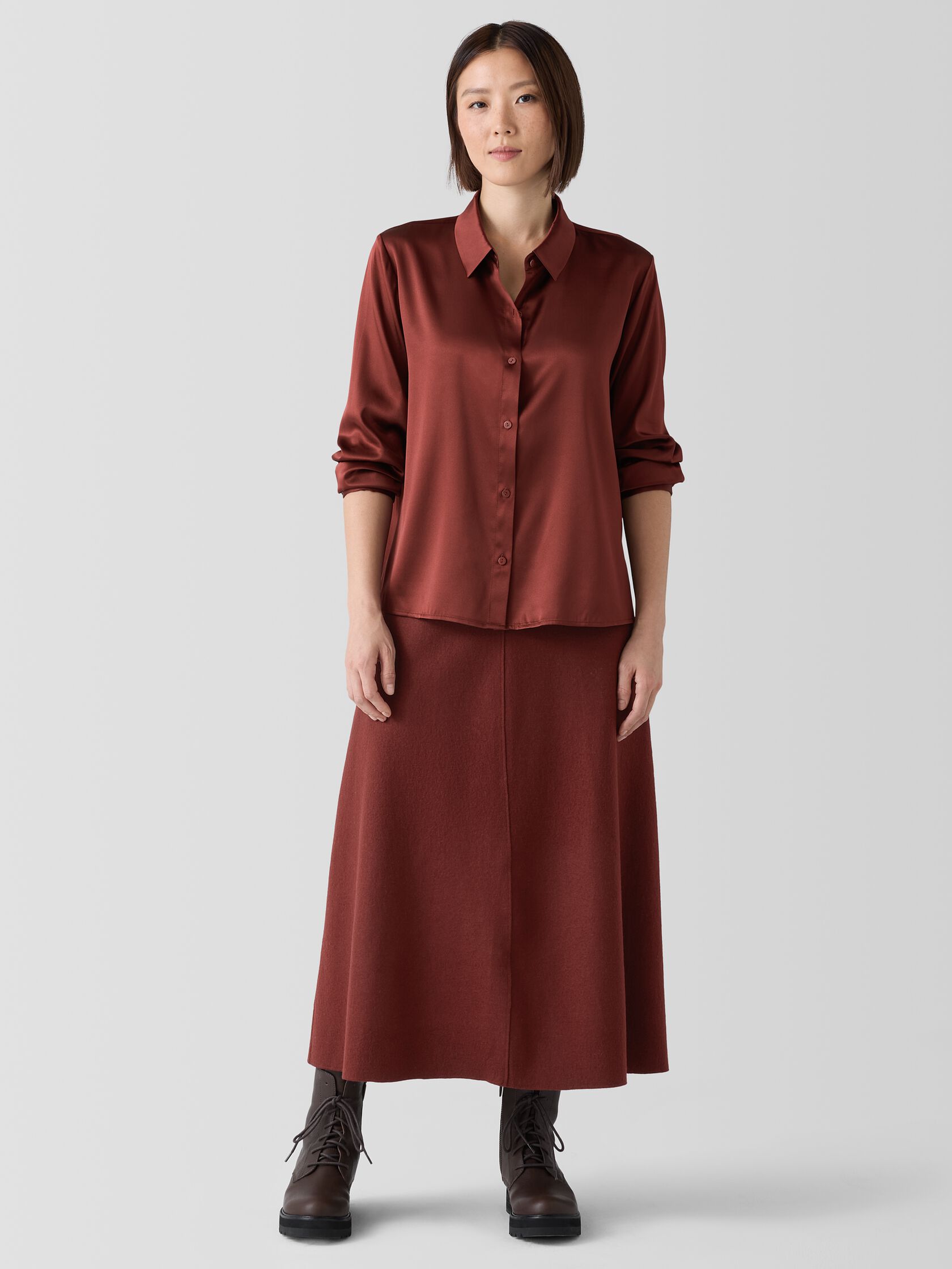 Felted Wool Jersey A-Line Skirt in Regenerative Wool