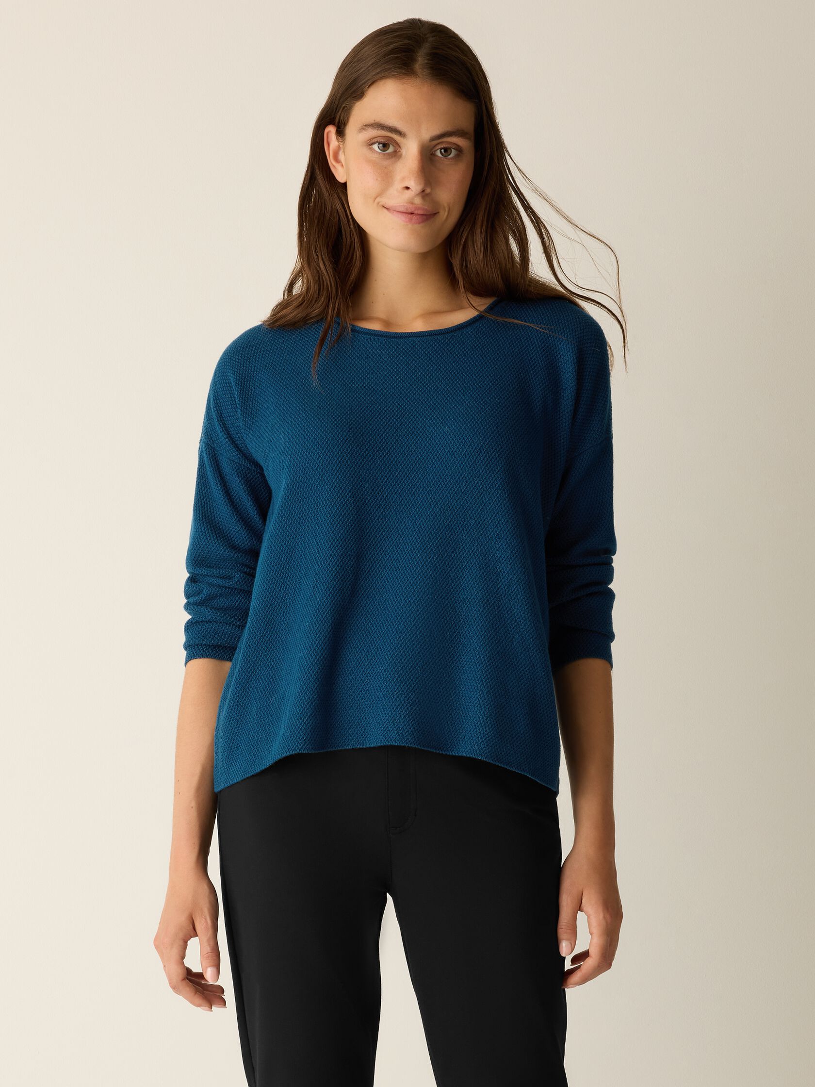 Peruvian Cotton Blend Jewel Neck Top
