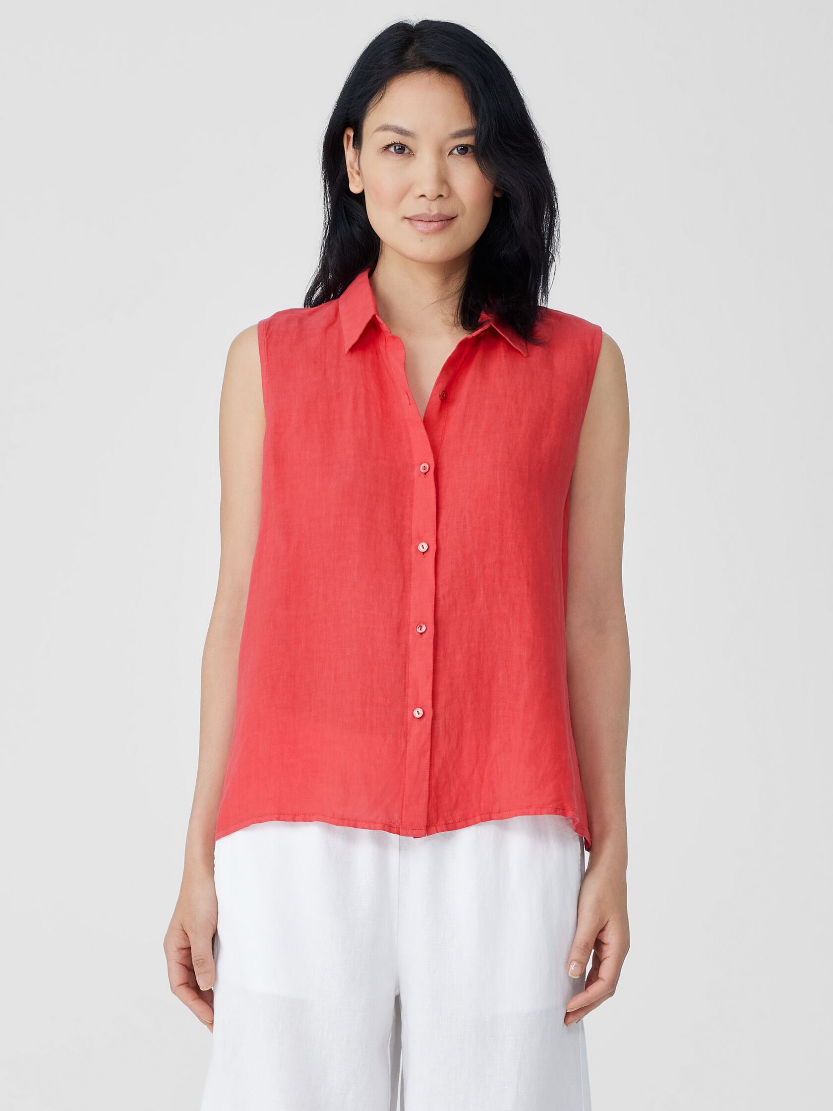 Garment-Dyed Handkerchief Linen Sleeveless Shirt