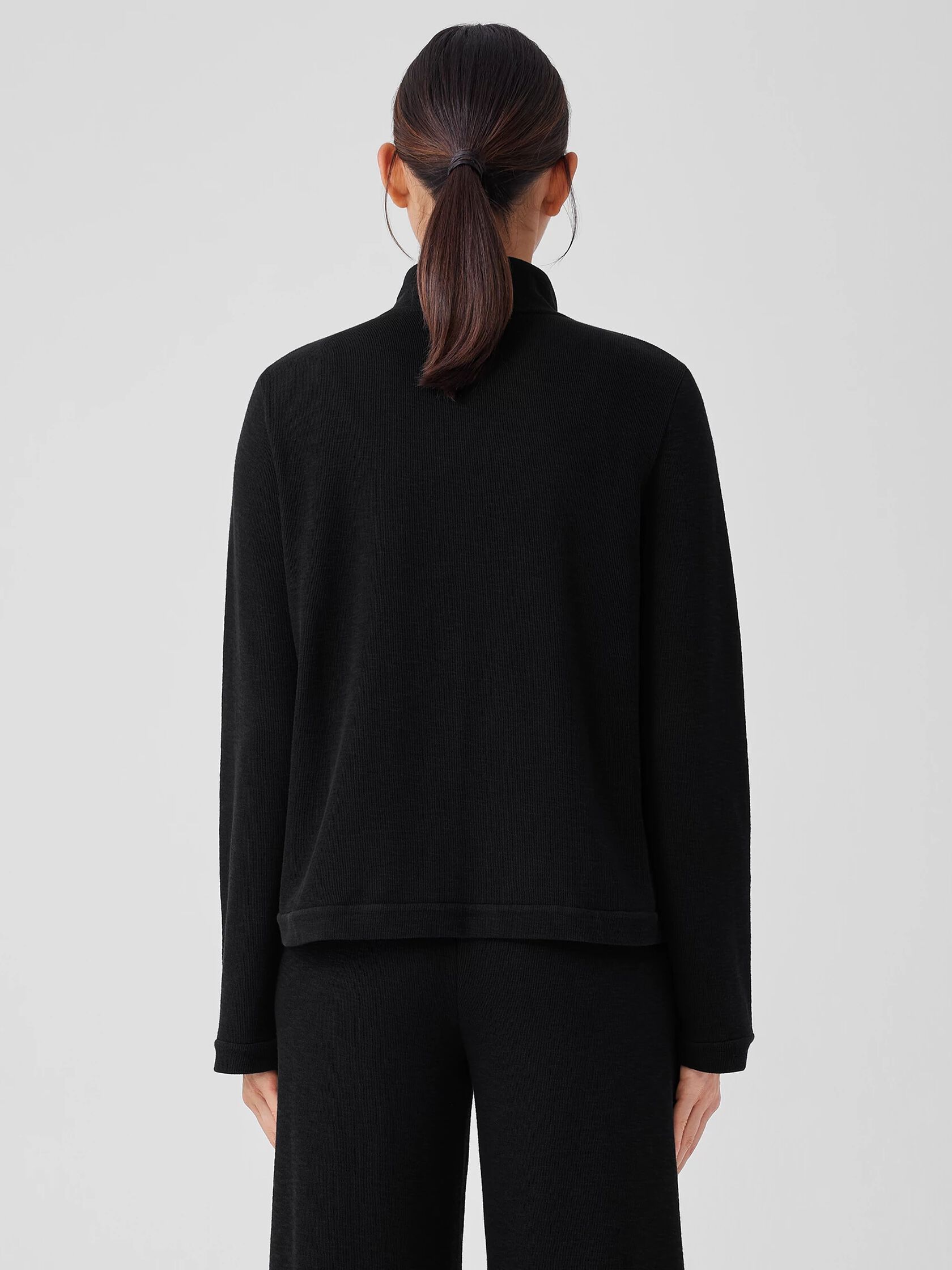 Organic Cotton Slubby Rib Knit Stand Collar Jacket