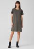 Washable Stretch Crepe Jewel Neck Dress