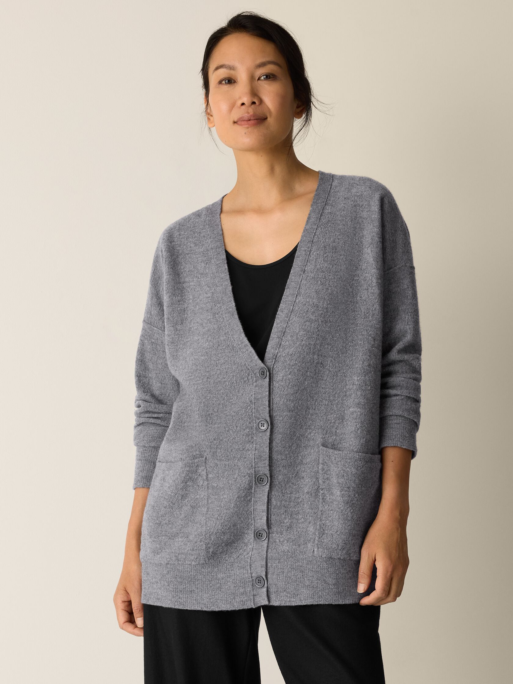 Fine Felted Wool Long Cardigan in Regenerative Wool