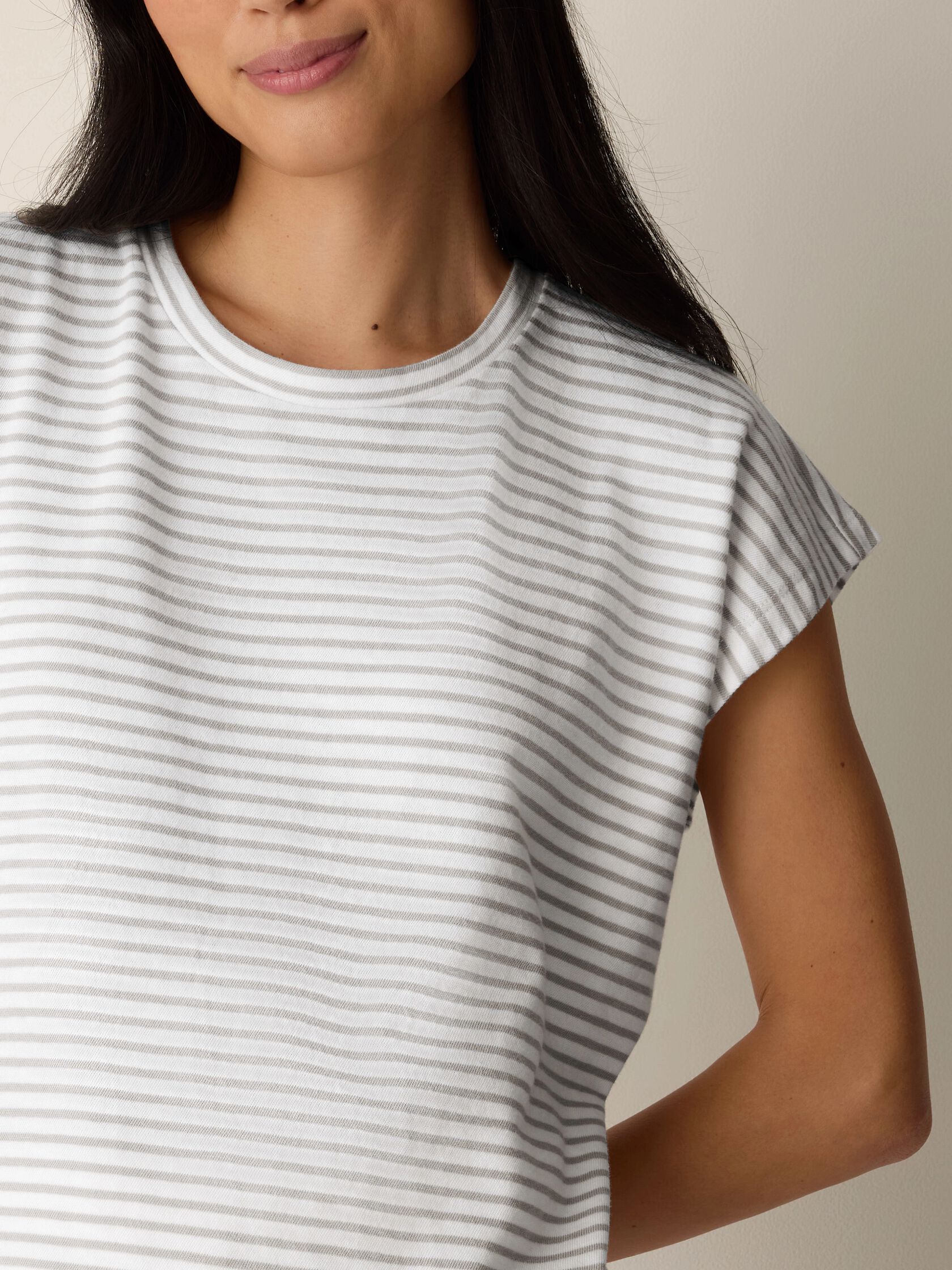 Striped Organic Cotton Slub Crew Neck Tee