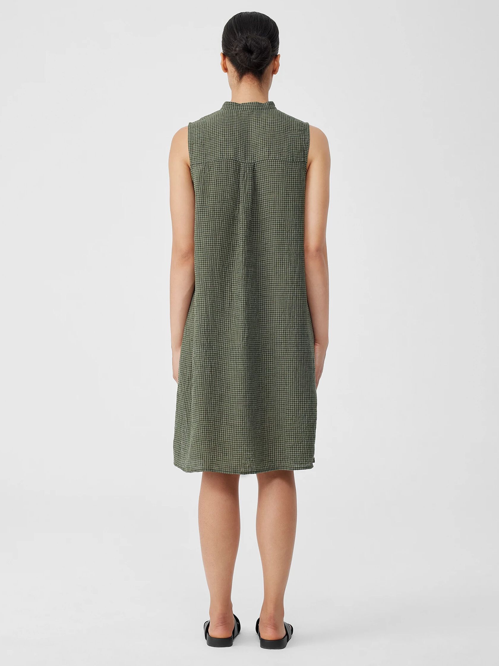 Puckered Organic Linen Sleeveless Dress