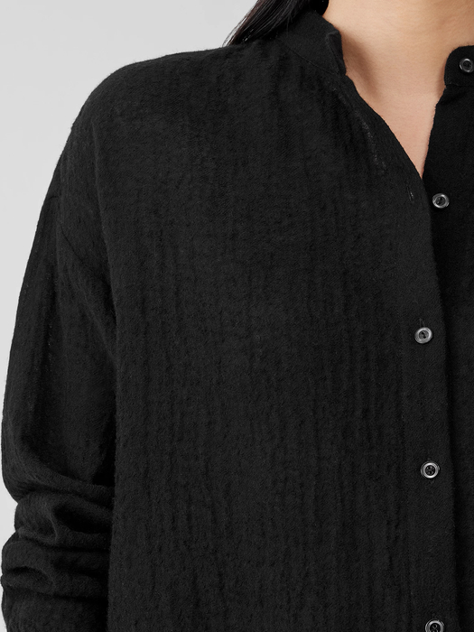 Washed Wool Gauze Mandarin Collar Shirt