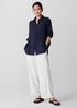 Puckered Organic Linen Stripe Classic Collar Shirt