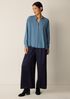 Silk Georgette Crepe Band Collar Top