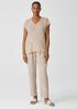 Organic Linen Melange V-Neck Top