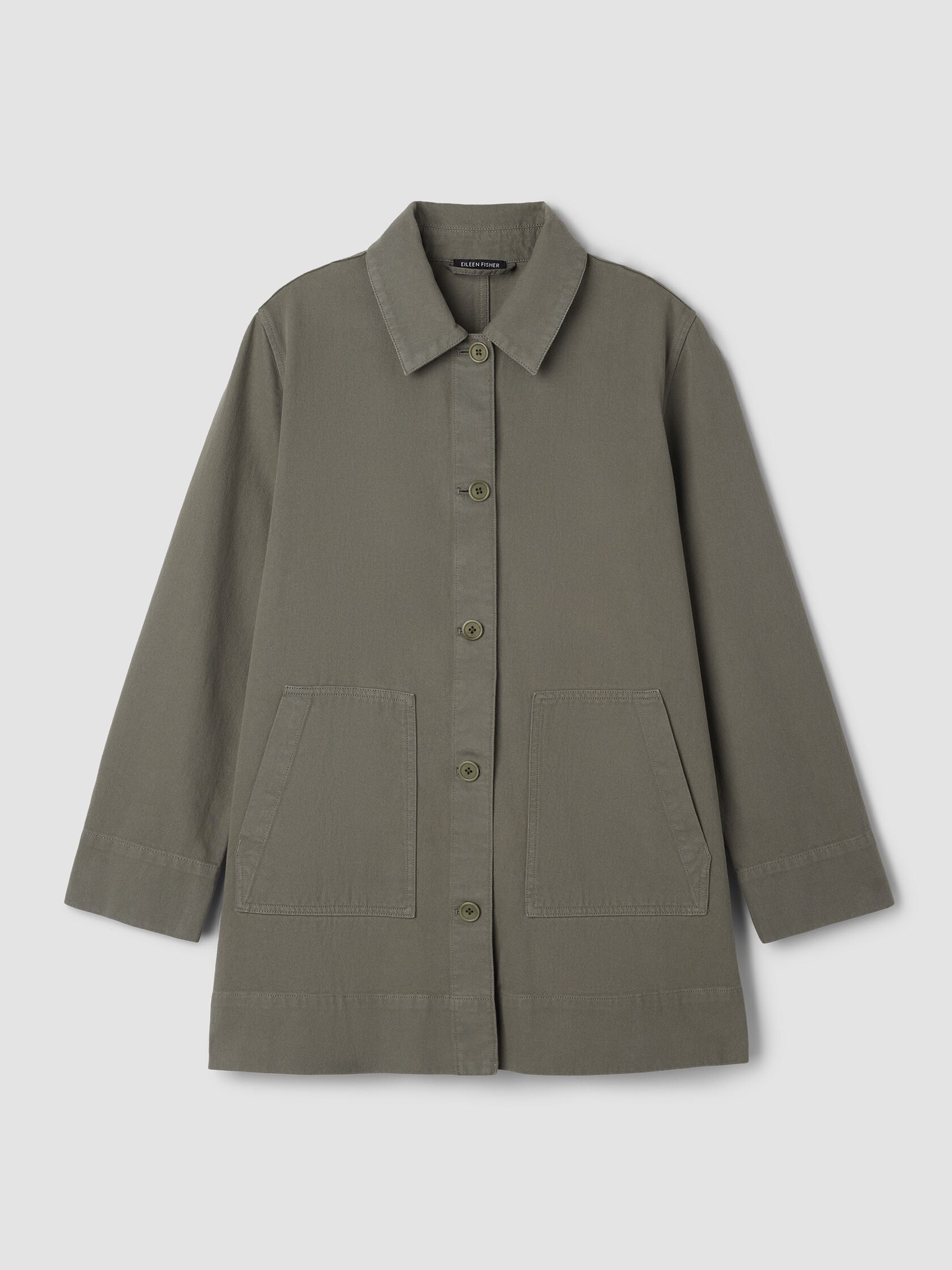 Garment-Dyed Utility Cotton Classic Collar Long Jacket