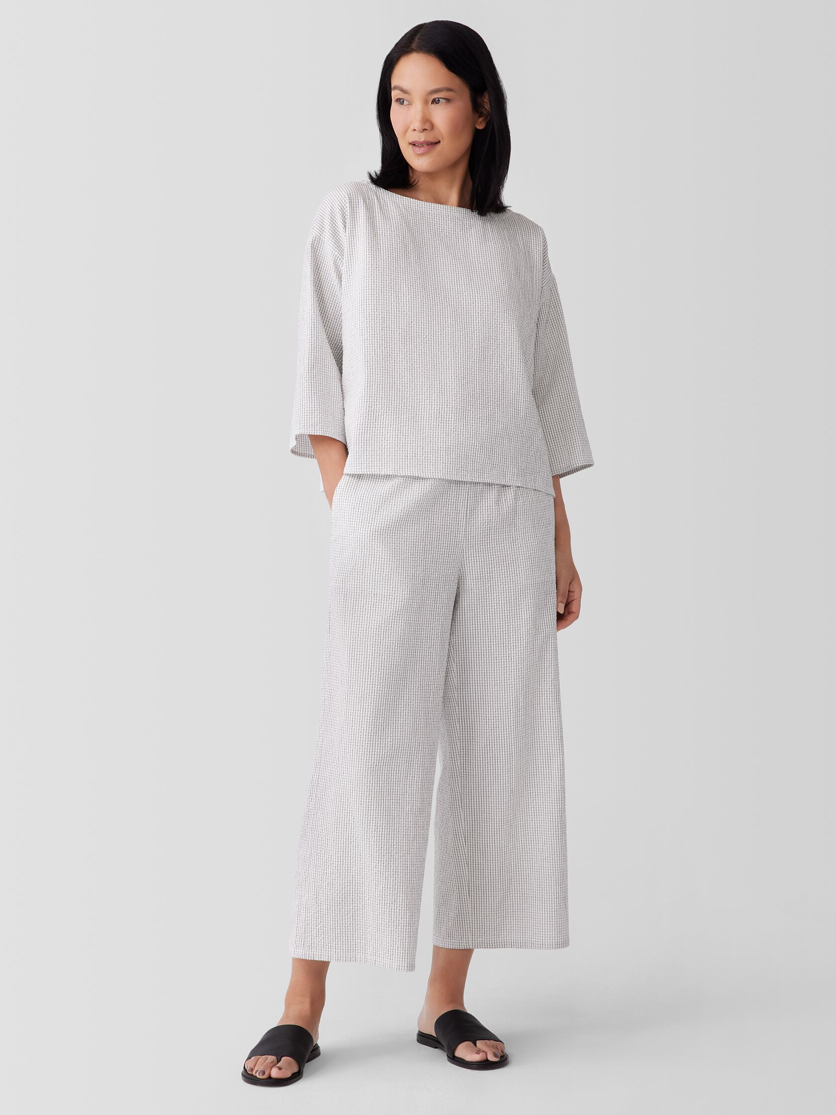 Organic Cotton Ripple Wide-Leg Pant