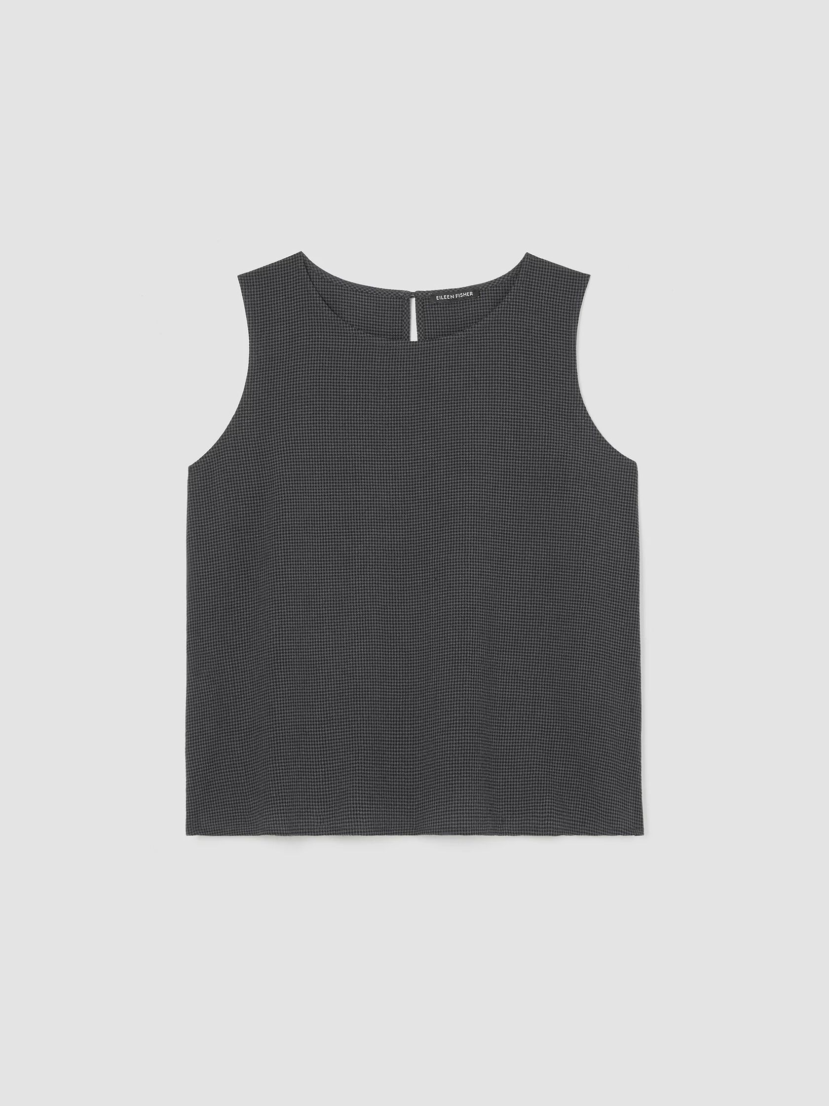 Mini Check Crepe Round Neck Tank
