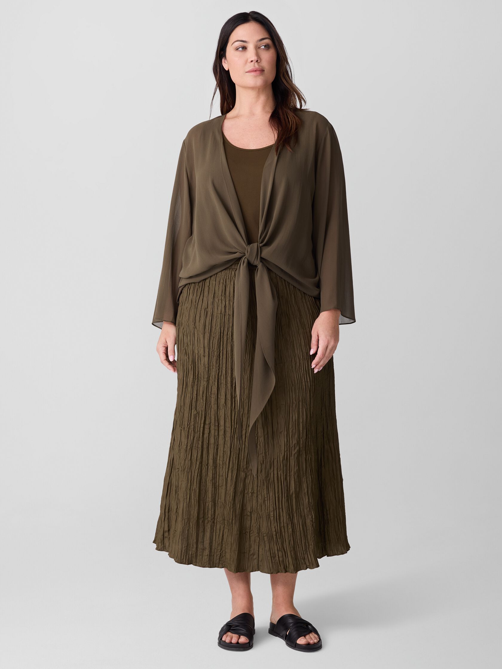 Sheer Silk Georgette Tie Jacket