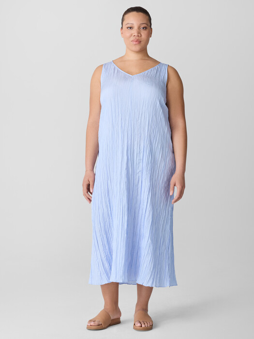Crushed Silk V-Neck Dress | EILEEN FISHER Crushed Silk V-Neck Dress | EILEEN FISHER