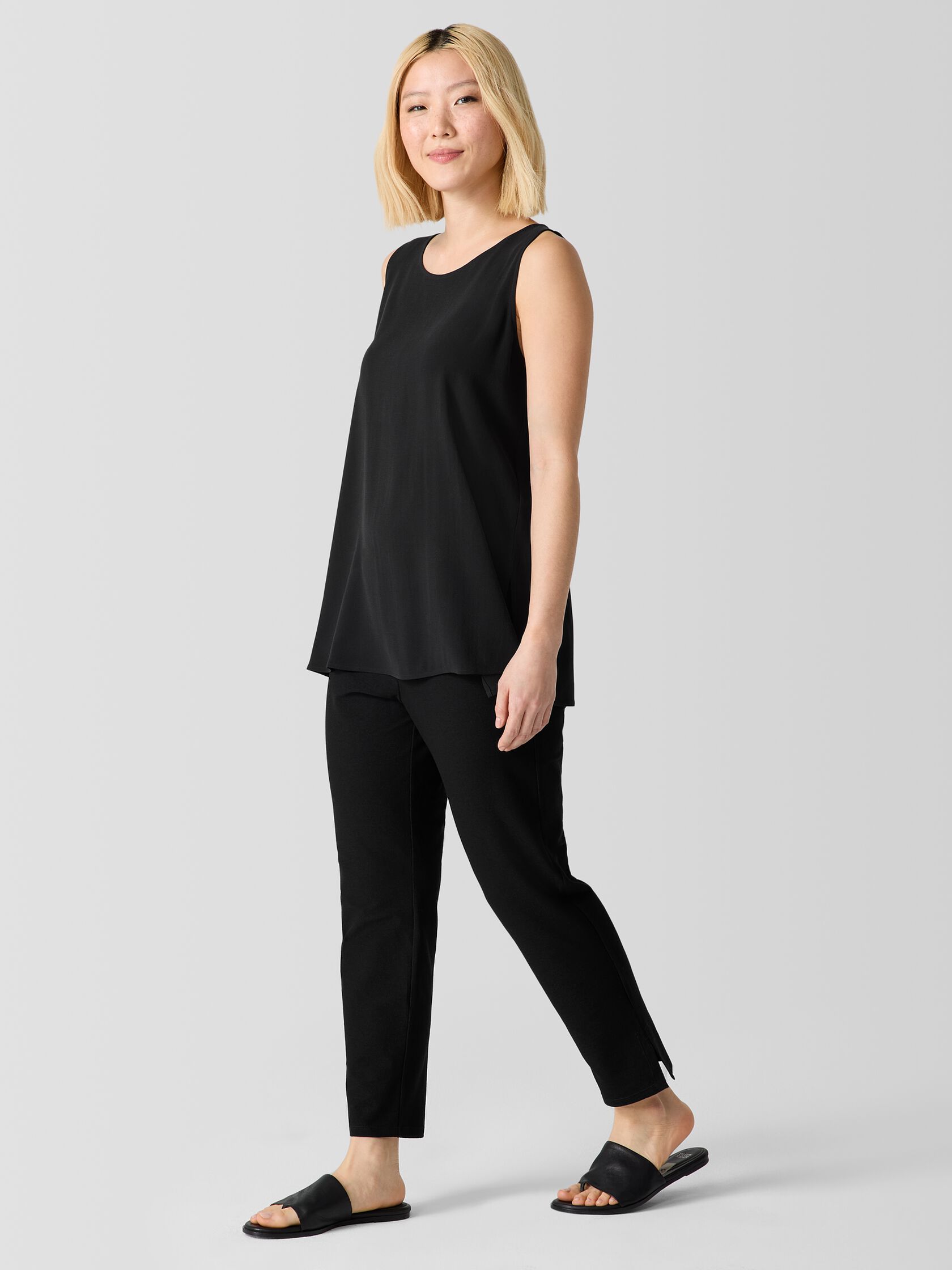 Washable Stretch Crepe Pant with Slits