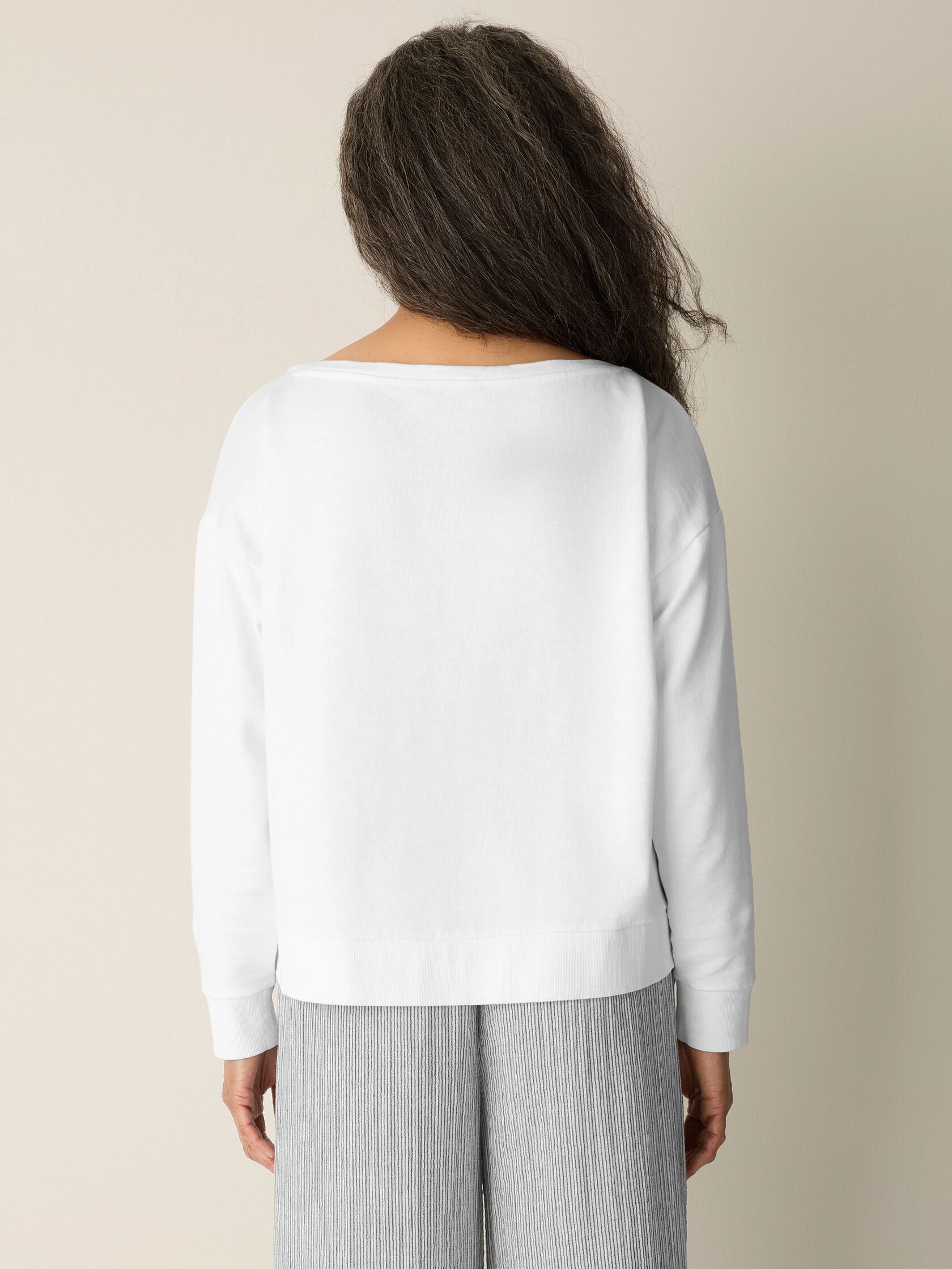 Garment-Dyed Organic Cotton Terry Bateau Neck Top