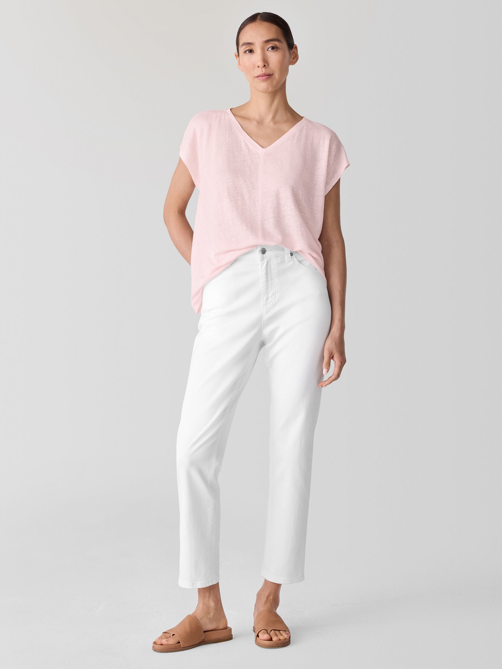 Organic Linen Jersey V-Neck Tee