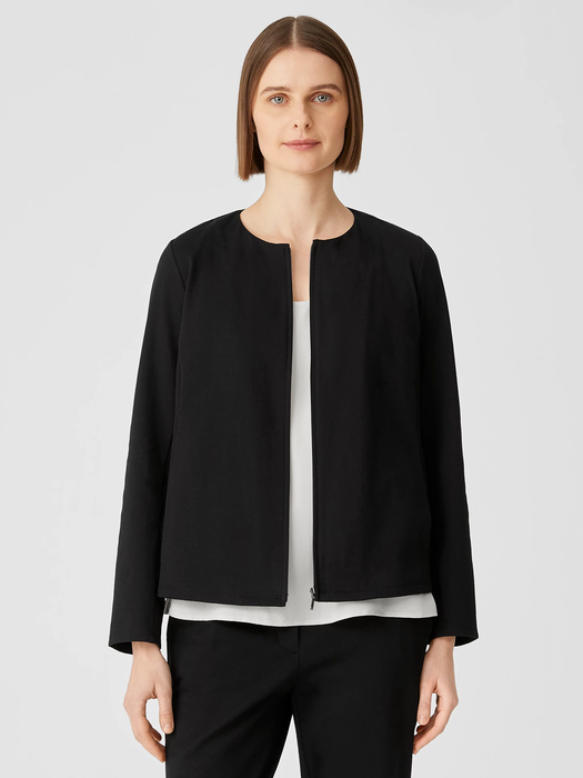 Organic Cotton Ponte Zip-Front Jacket