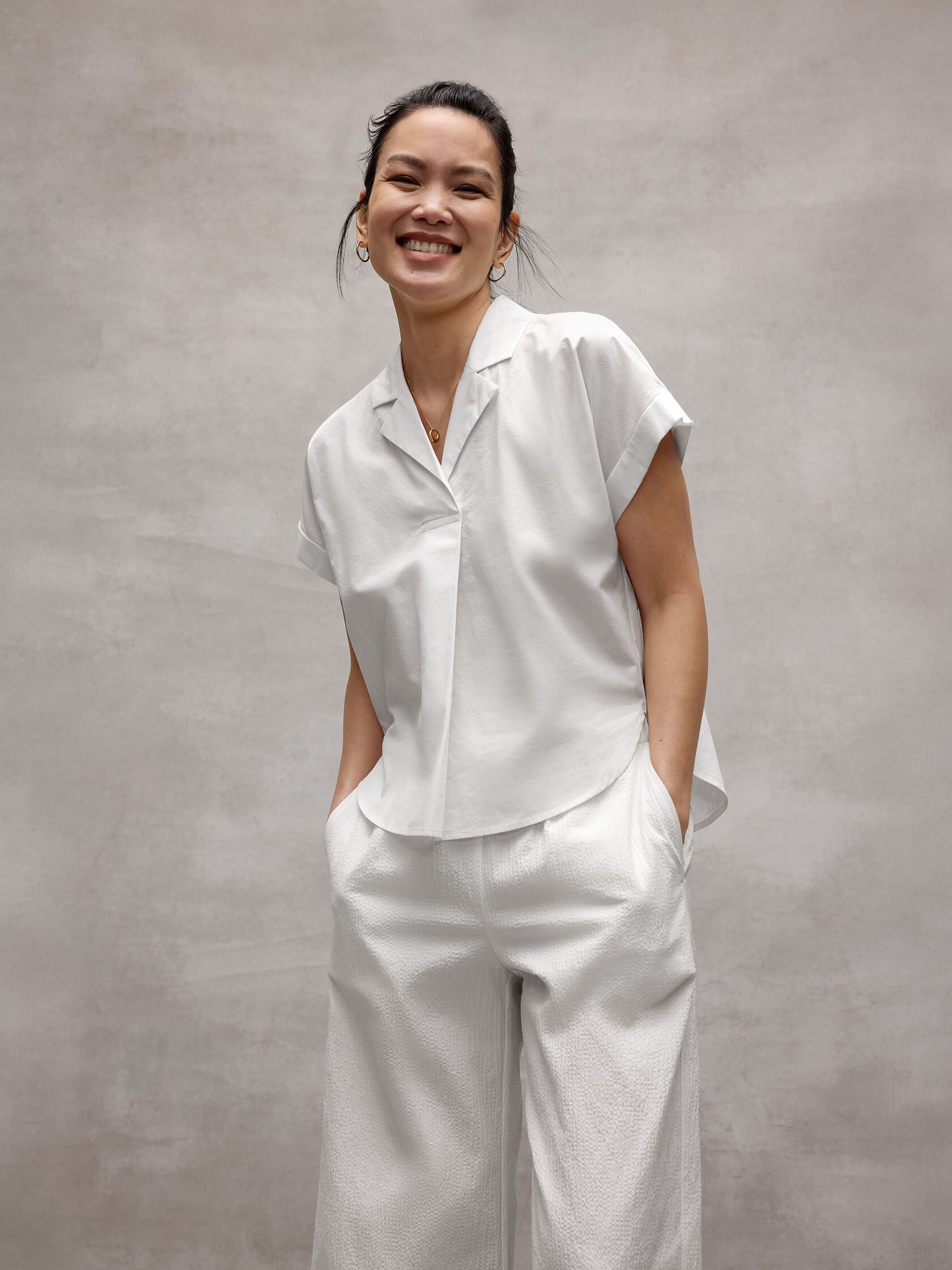 Organic Cotton Poplin Notch Collar Shirt