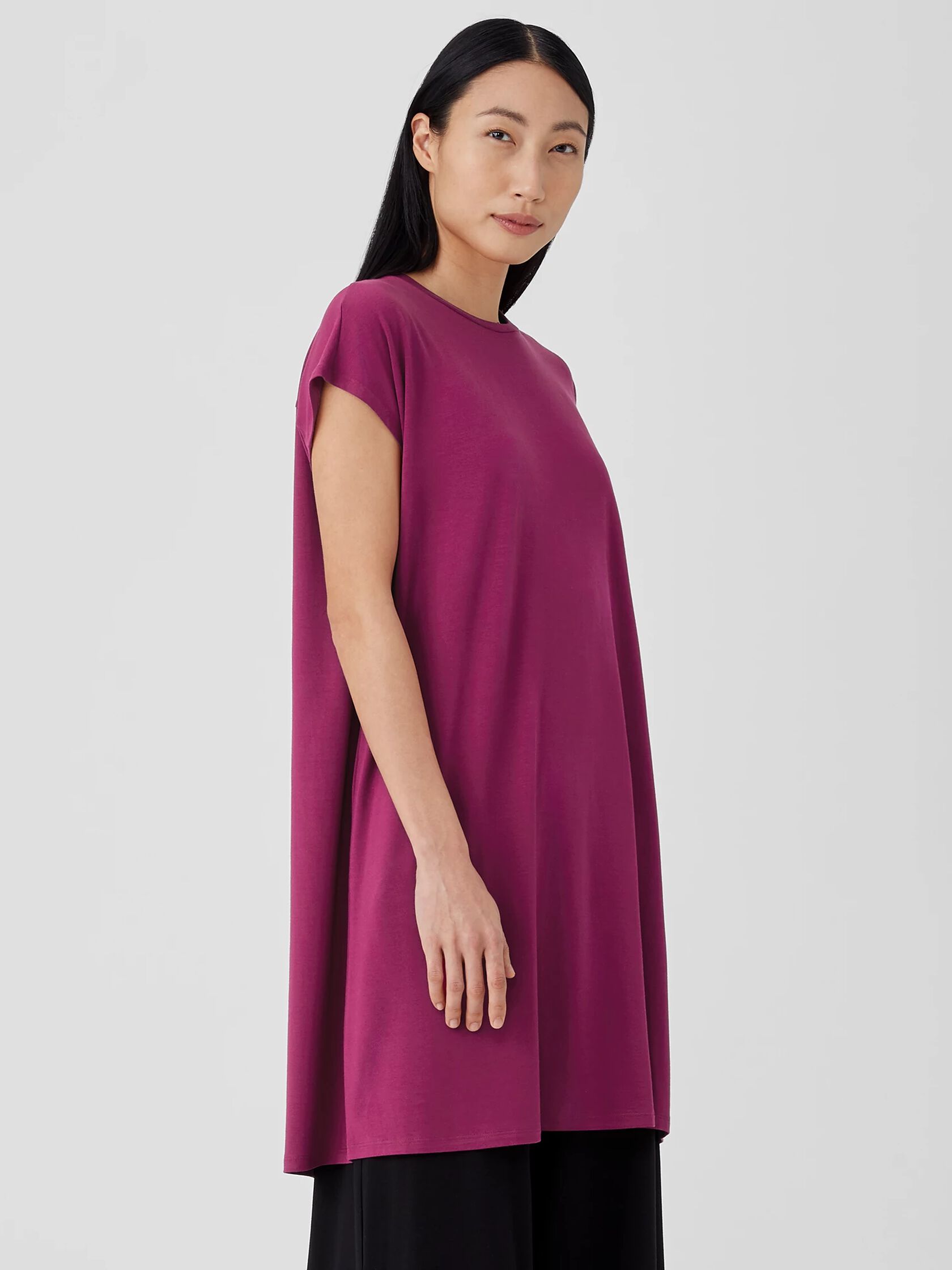 Fine Jersey Cap-Sleeve Dress