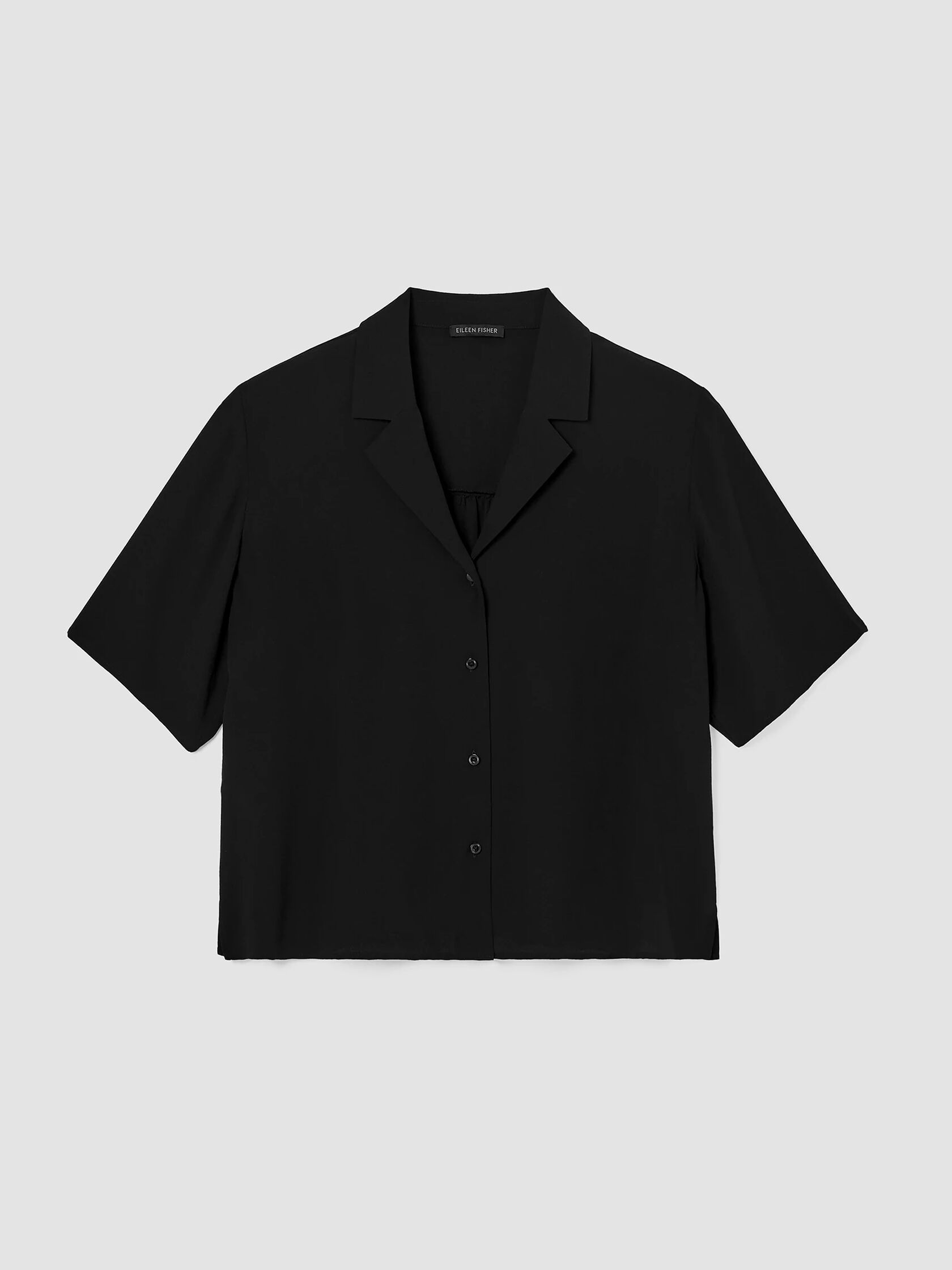 Silk Georgette Crepe Notch Collar Shirt