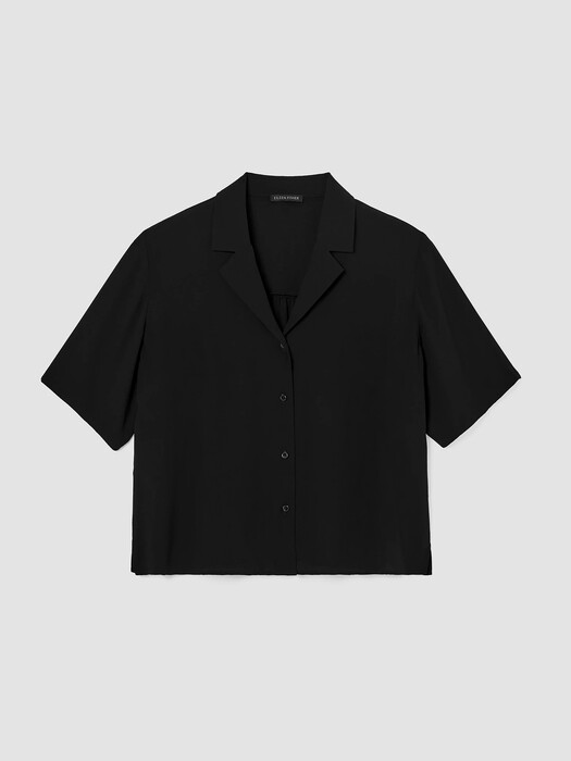 Silk Georgette Crepe Notch Collar Shirt