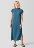 Woven Plissé Funnel Neck Dress