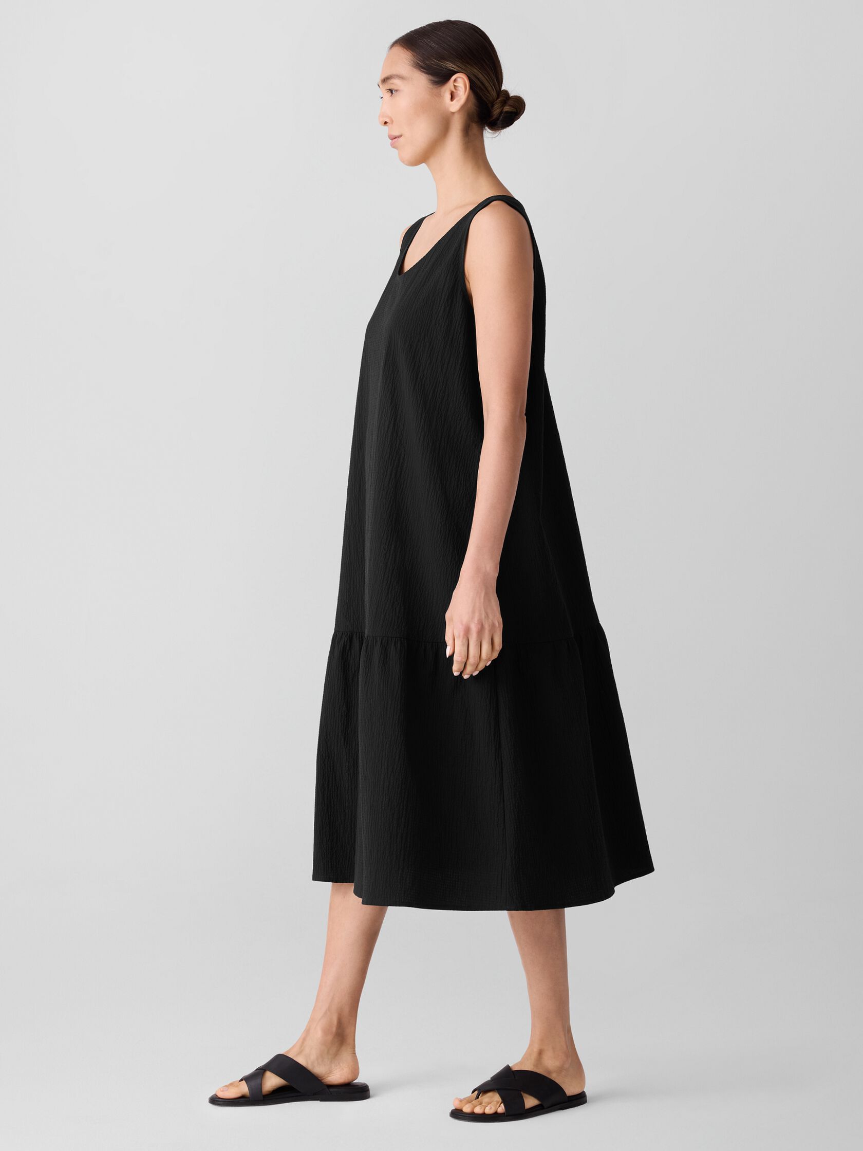 Organic Cotton Pucker Tiered Dress