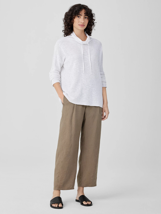 Organic Linen Cotton Slub Funnel Neck Top