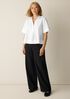 Organic Cotton Poplin Split Neck Top