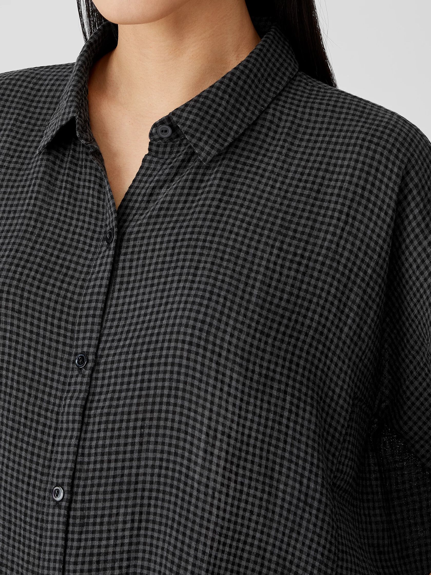 Puckered Organic Linen Shirtdress