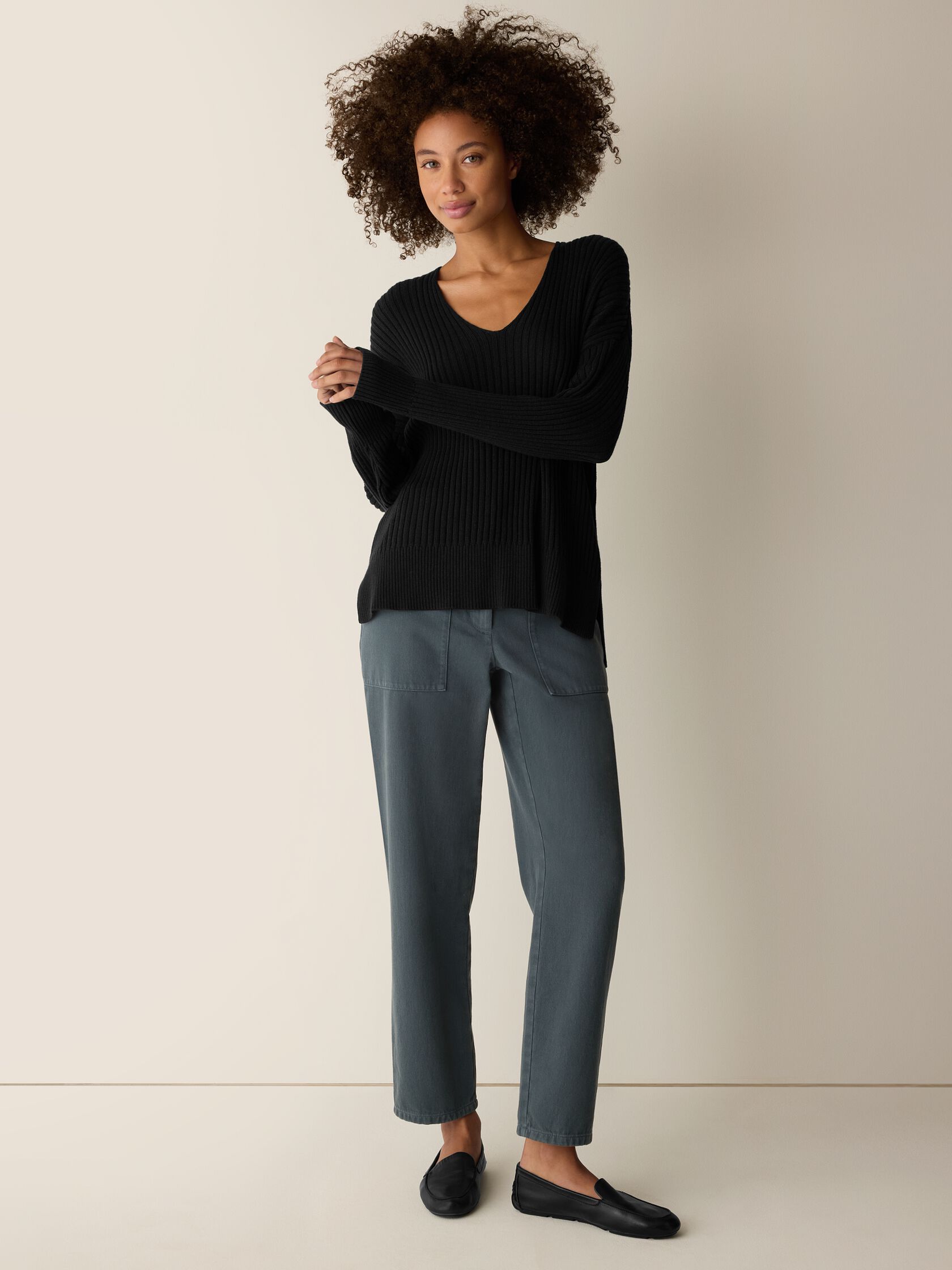 Peruvian Cotton Blend V-Neck Top