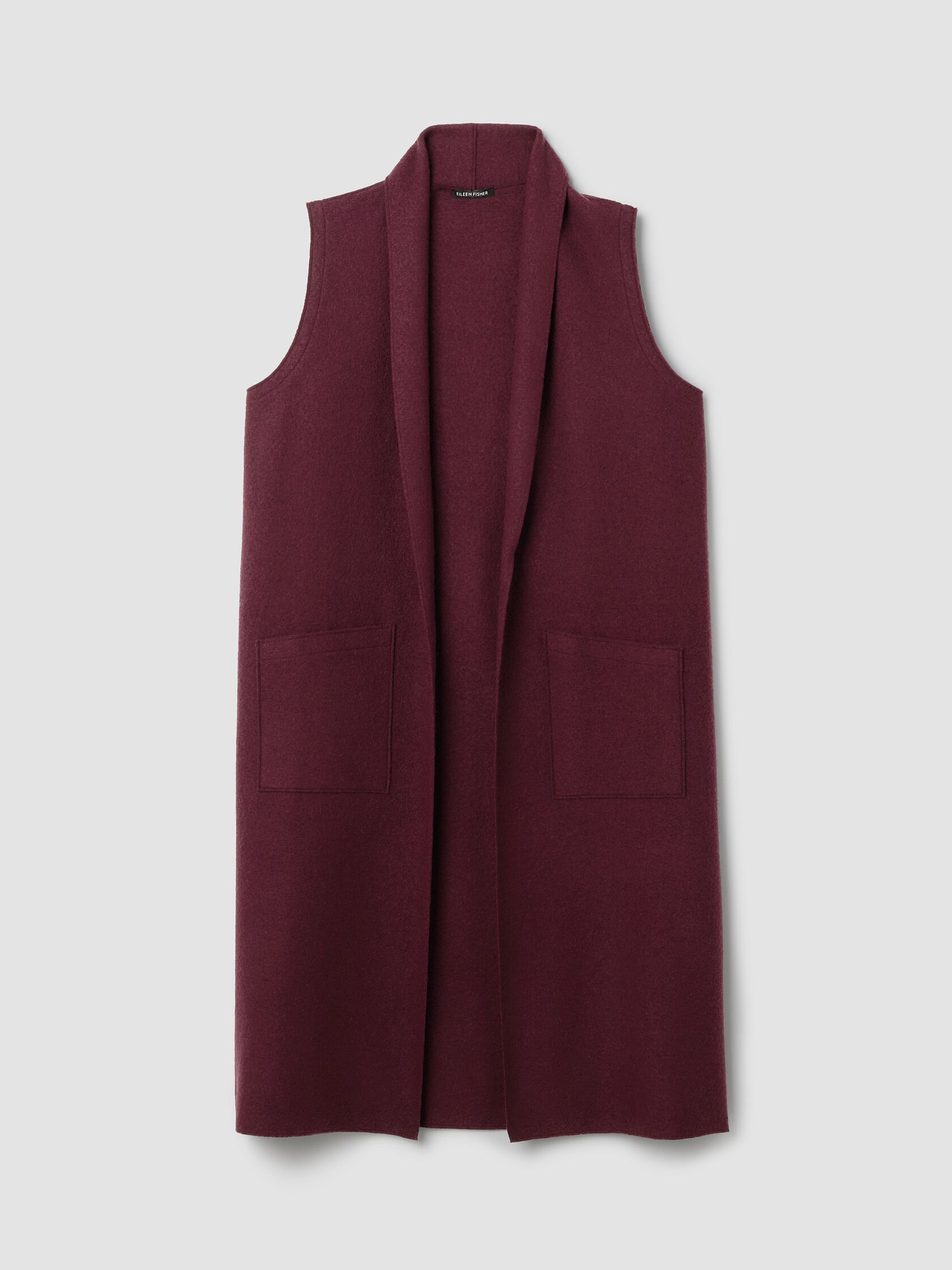 Lightweight Boiled Wool Shawl Collar Vest in Regenerative Wool
