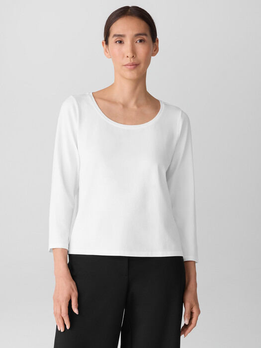 Stretch Jersey Knit Scoop Neck Top