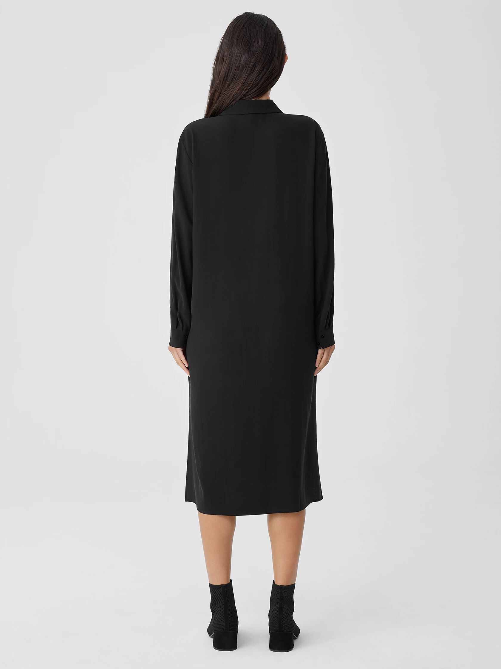 Silk Georgette Crepe Shirtdress