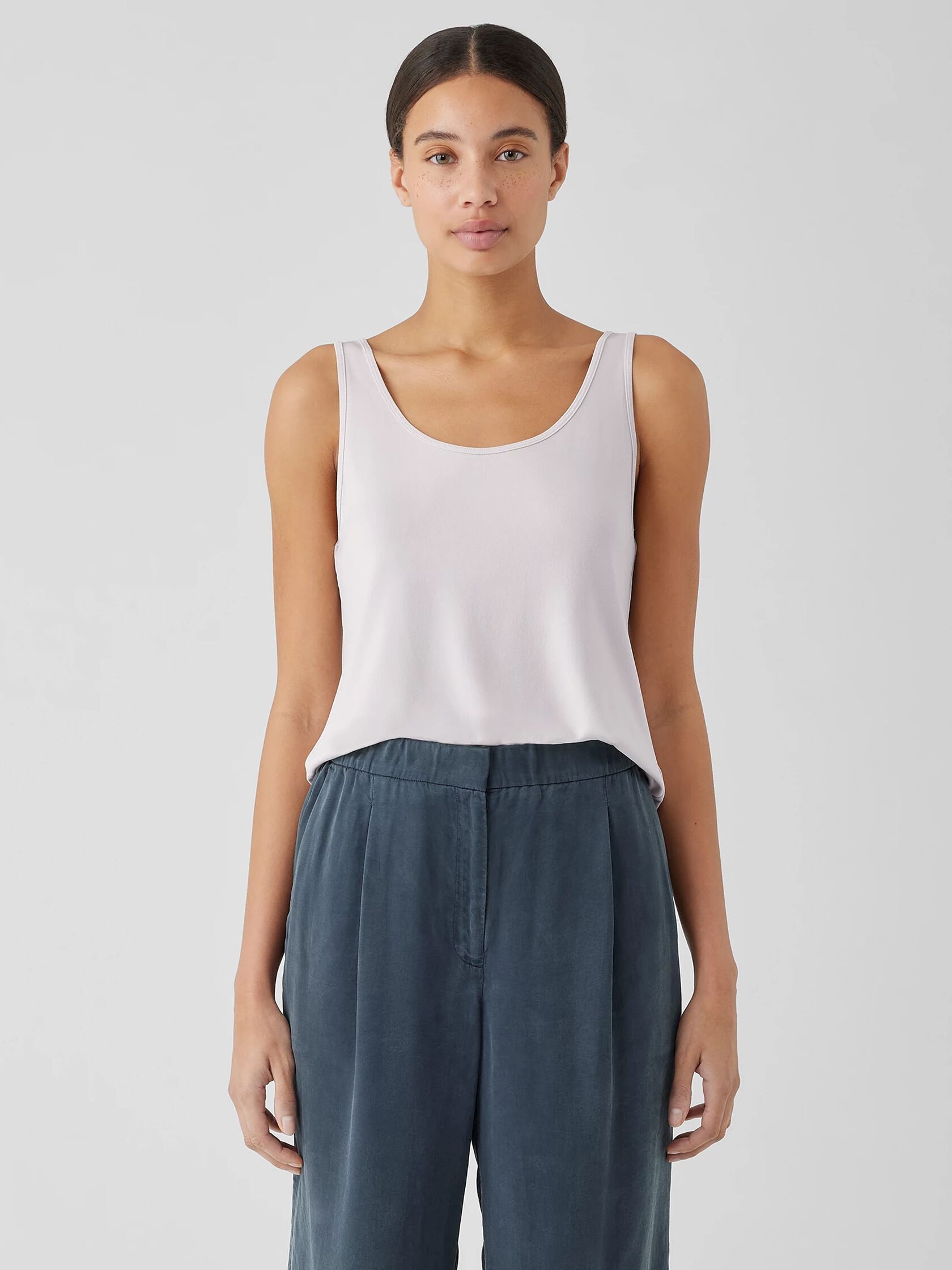Stretch Silk Jersey&nbsp;Scoop Neck Tank