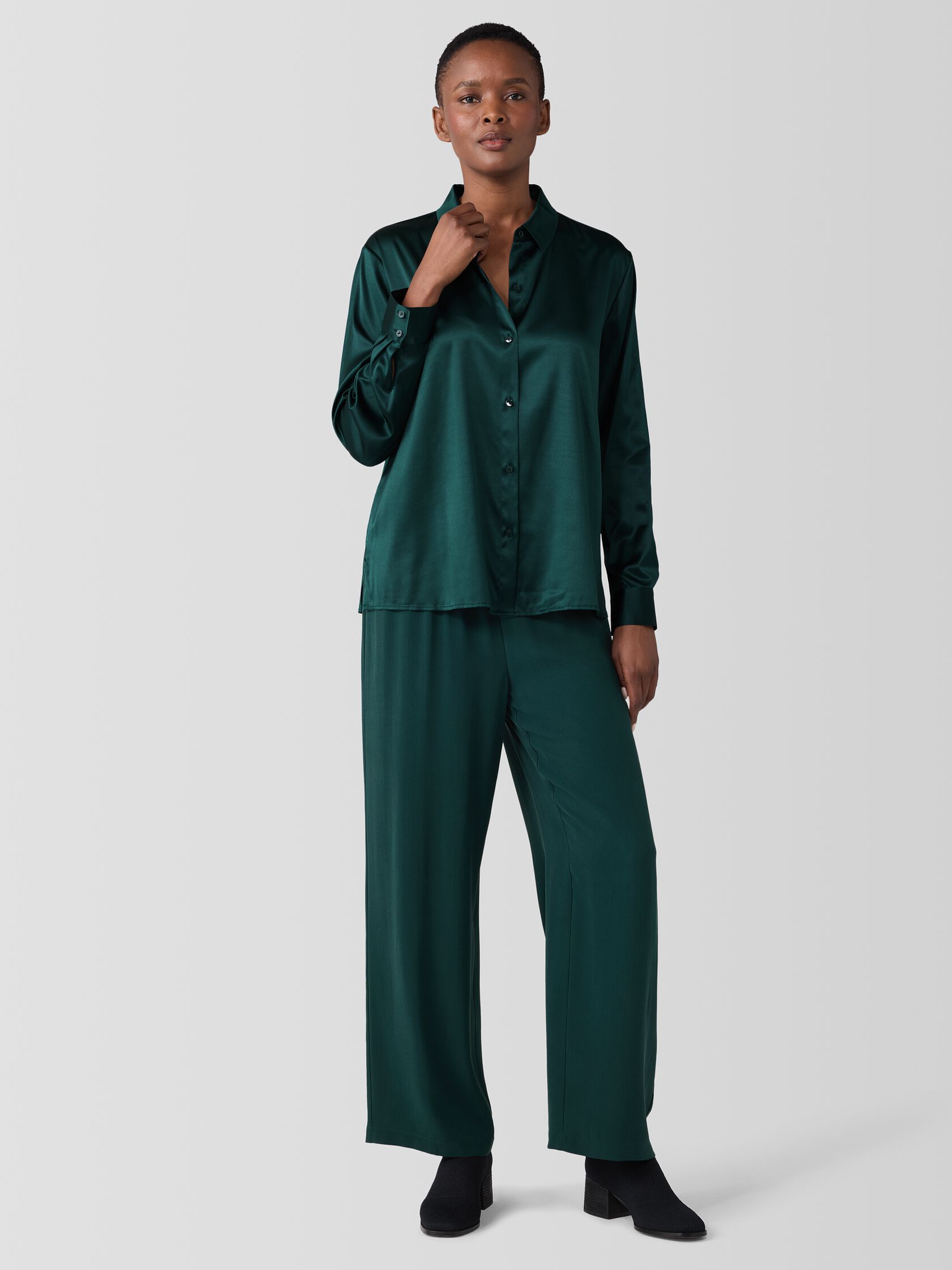 Silk Georgette Crepe Straight Pant